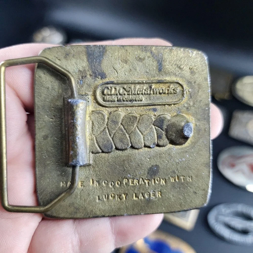 Vintage Lucky Lagger Beer Belt Buckle